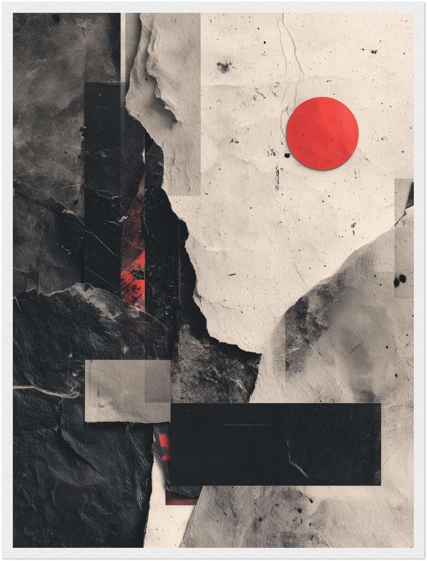 Roter Punkt Graue Strukturen Poster