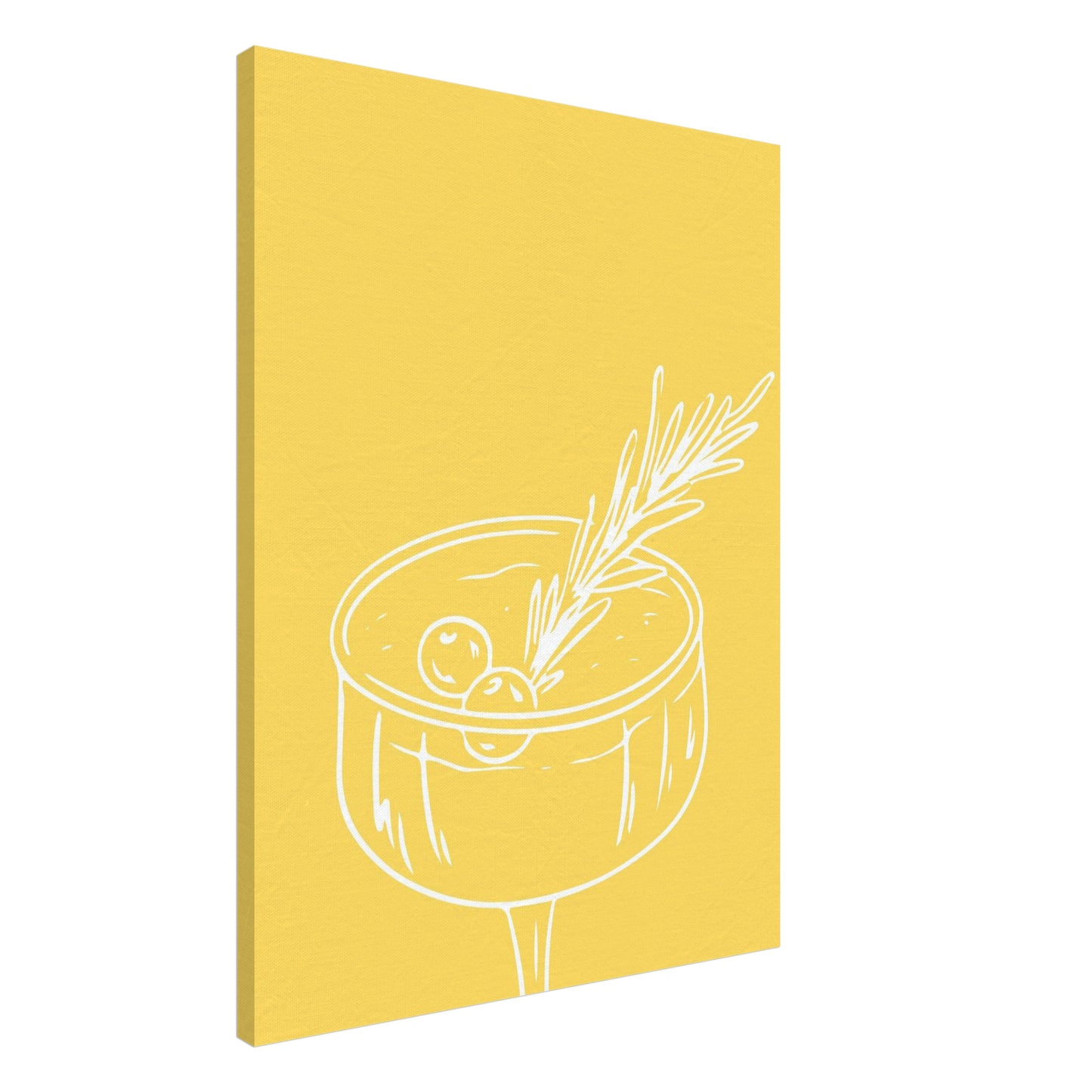 Cocktailglas mit Zweig gelb Leinwandbild