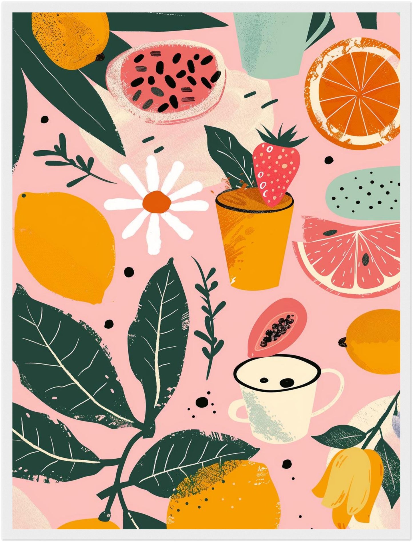 Bunte Früchte Illustration Poster