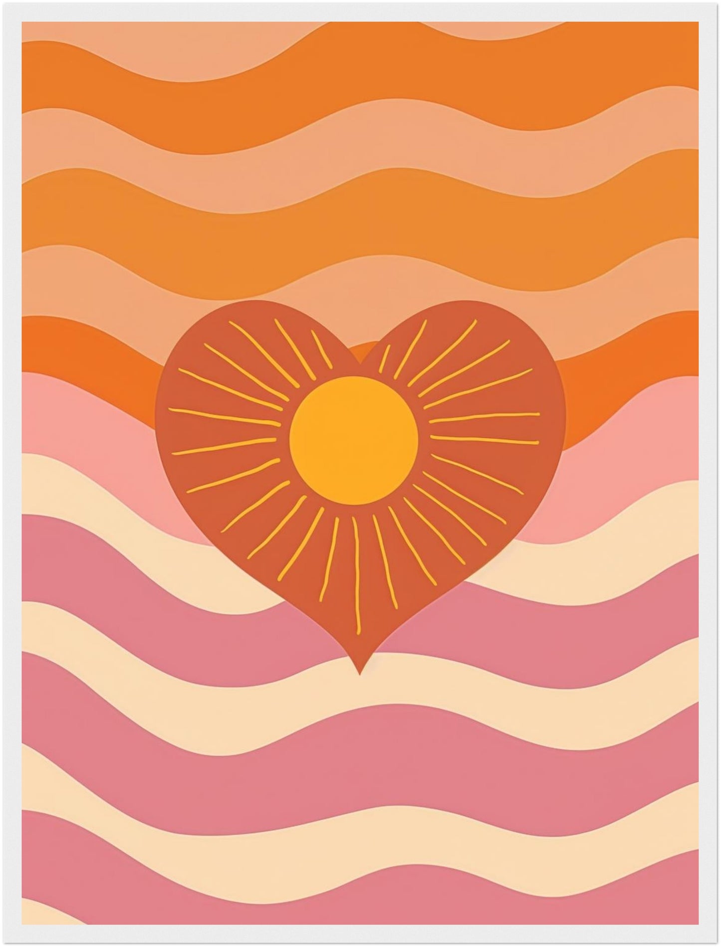 Herz mit Sonne und Wellen Poster