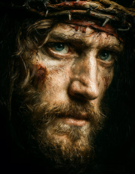 Jesusporträt mit Dornenkrone als christliches Poster