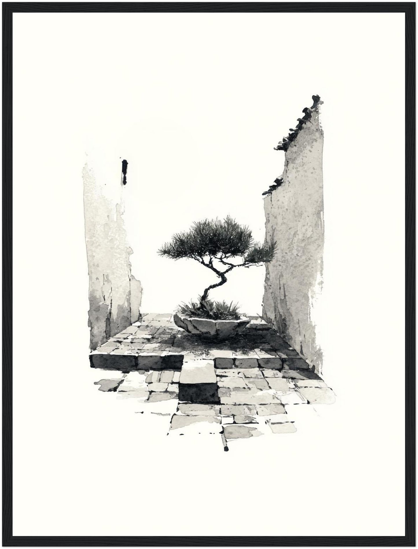 Bonsai in alter Mauer Poster