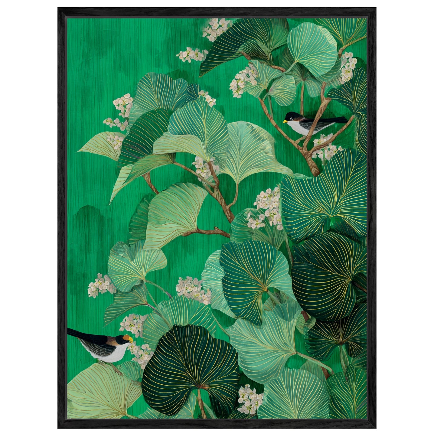 Vögel zwischen Blättern Leinwandbild