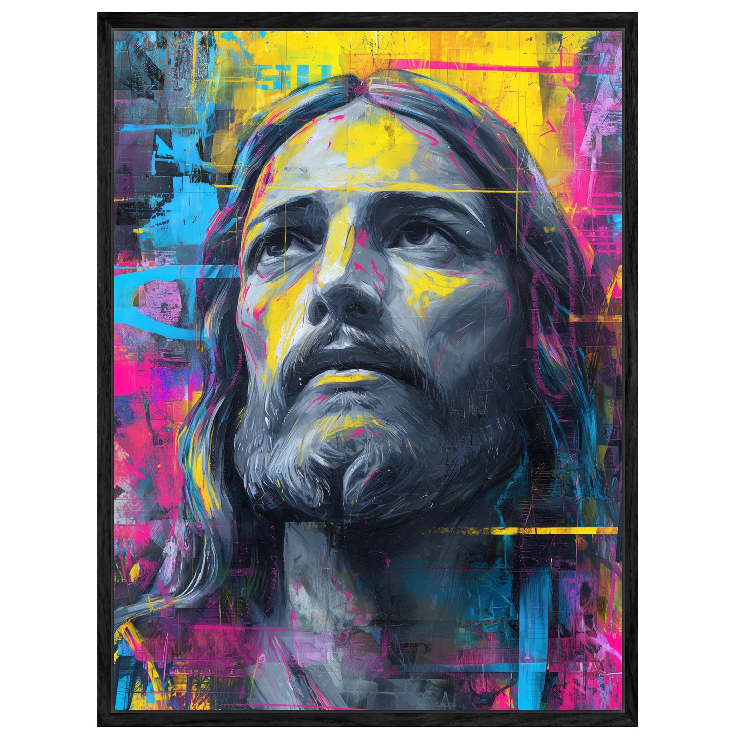 Farbenfrohes Jesusporträt Leinwandbild