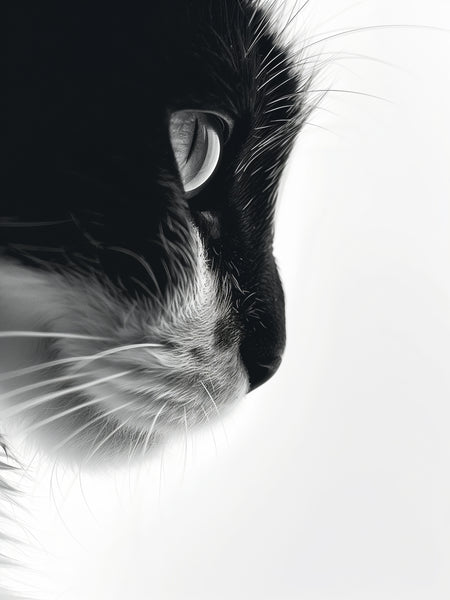 Katzenprofil-Poster in Schwarz-Weiß, eine Poster-Idee für Flur und Diele