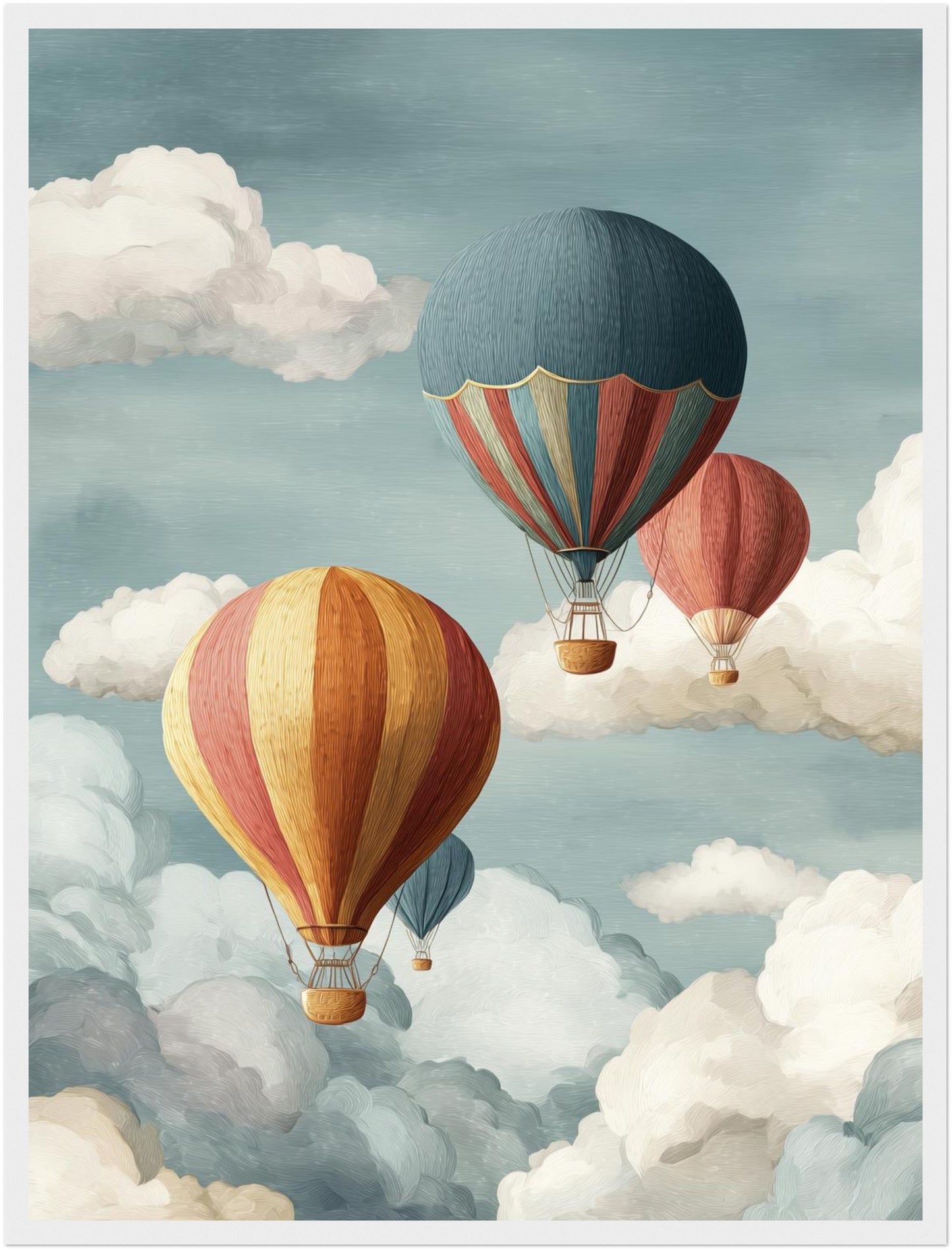 Heißluftballons in Wolken Poster