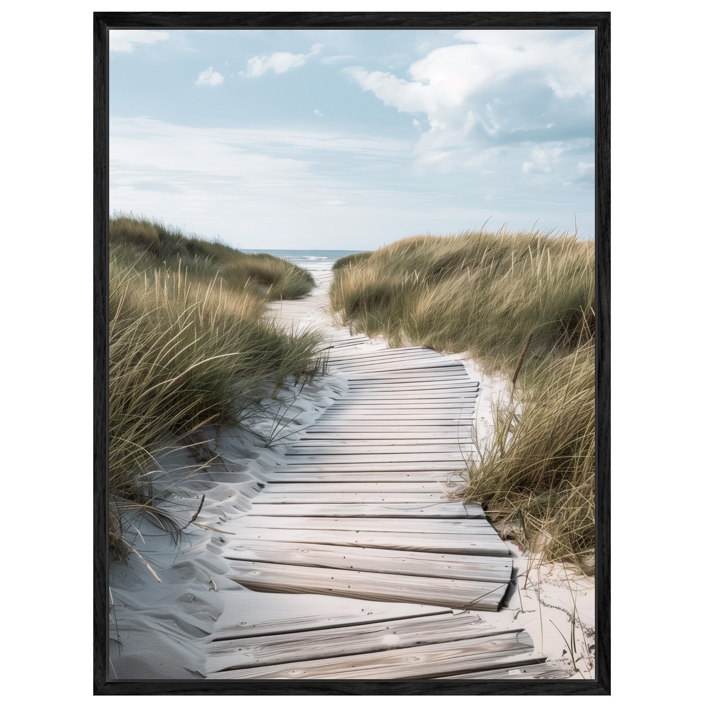 Holzsteg durch Dünen Leinwandbild