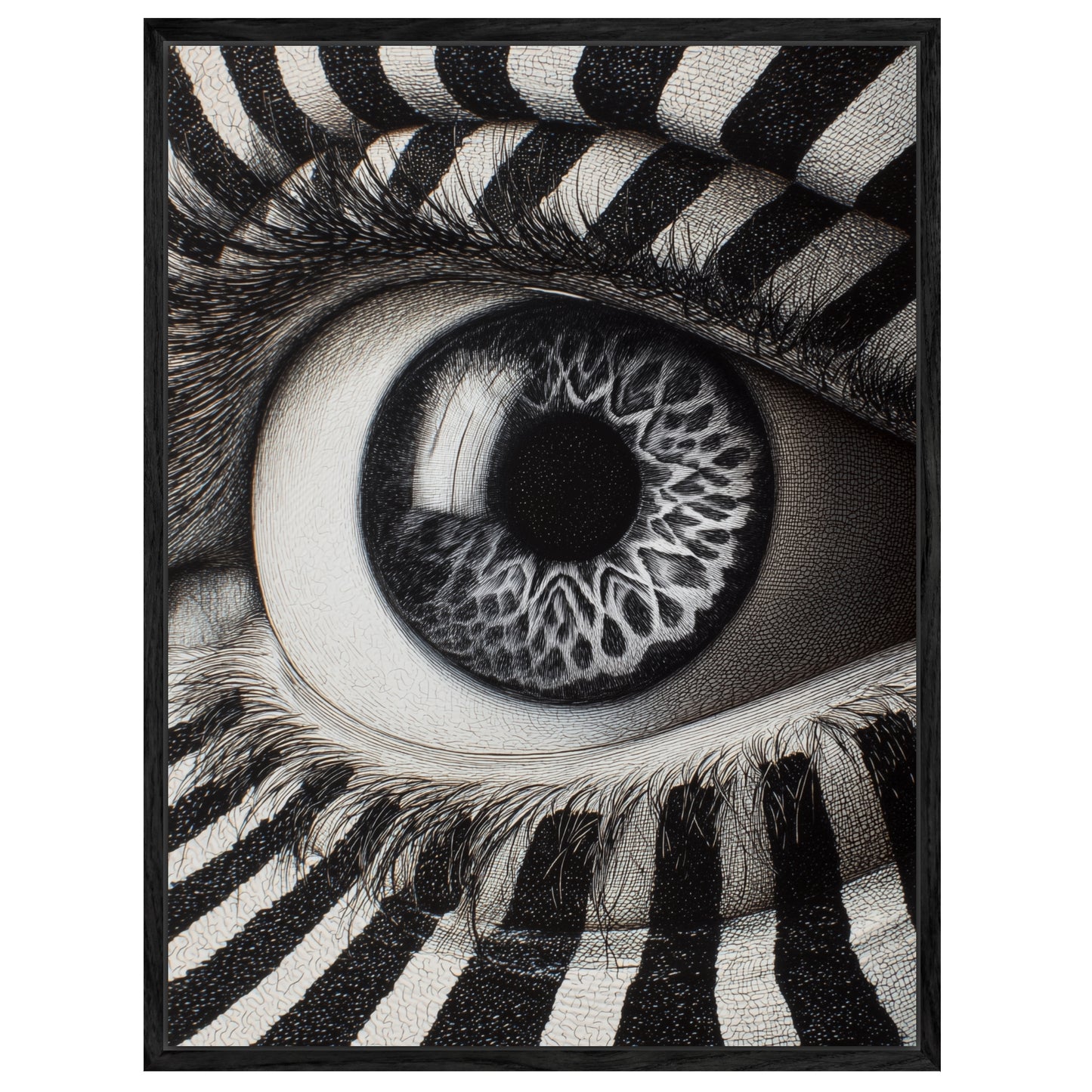 Monochromes Zebraauge Leinwandbild