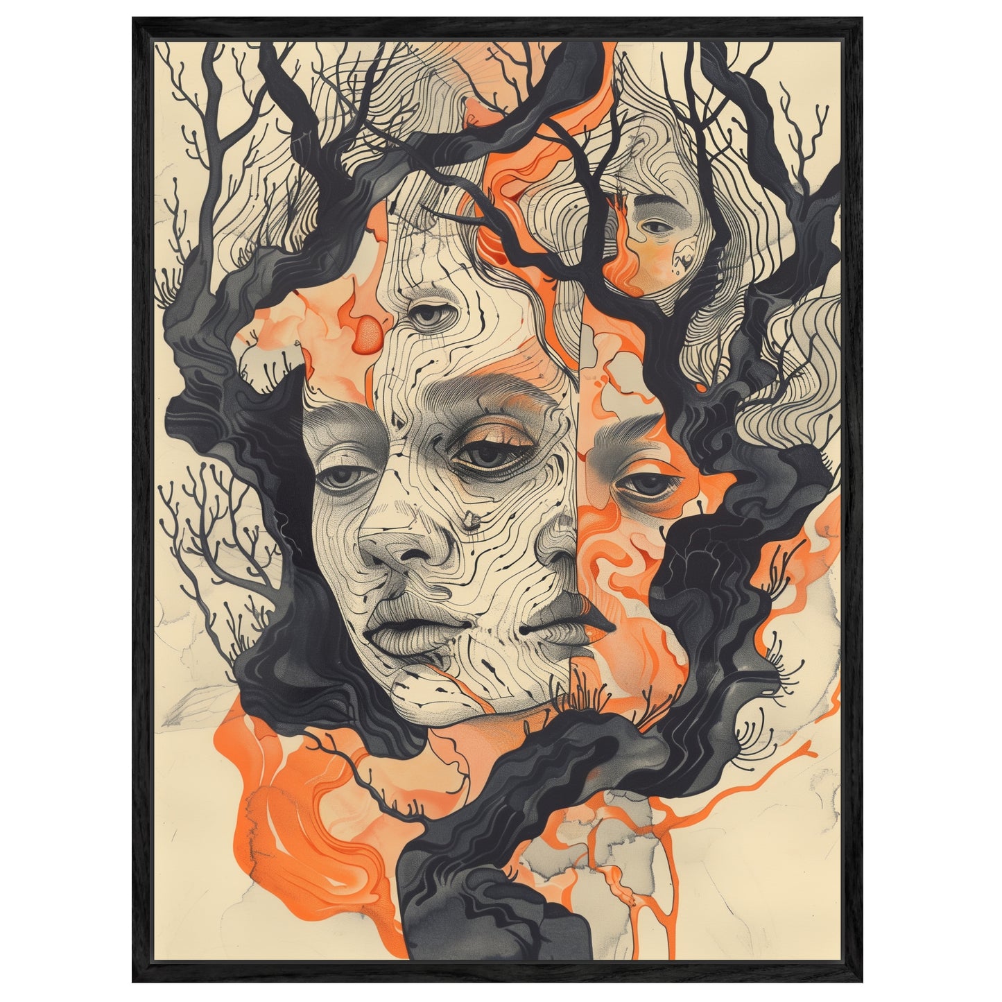 Verwobenes Baumgesicht Leinwandbild