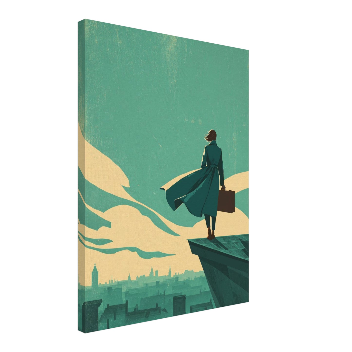 Frau mit Koffer Leinwandbild