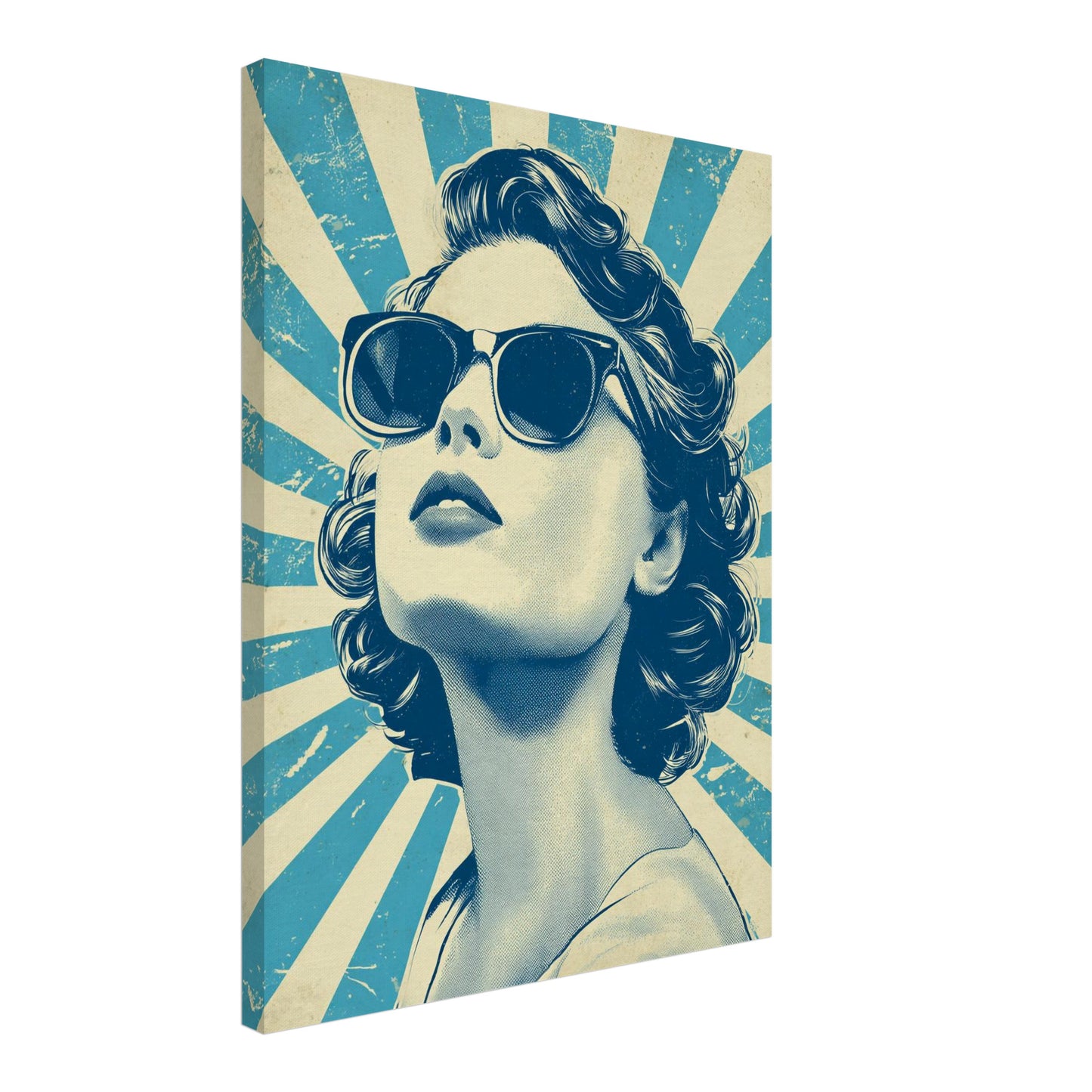 Türkises Sonnenbrillenporträt Leinwandbild