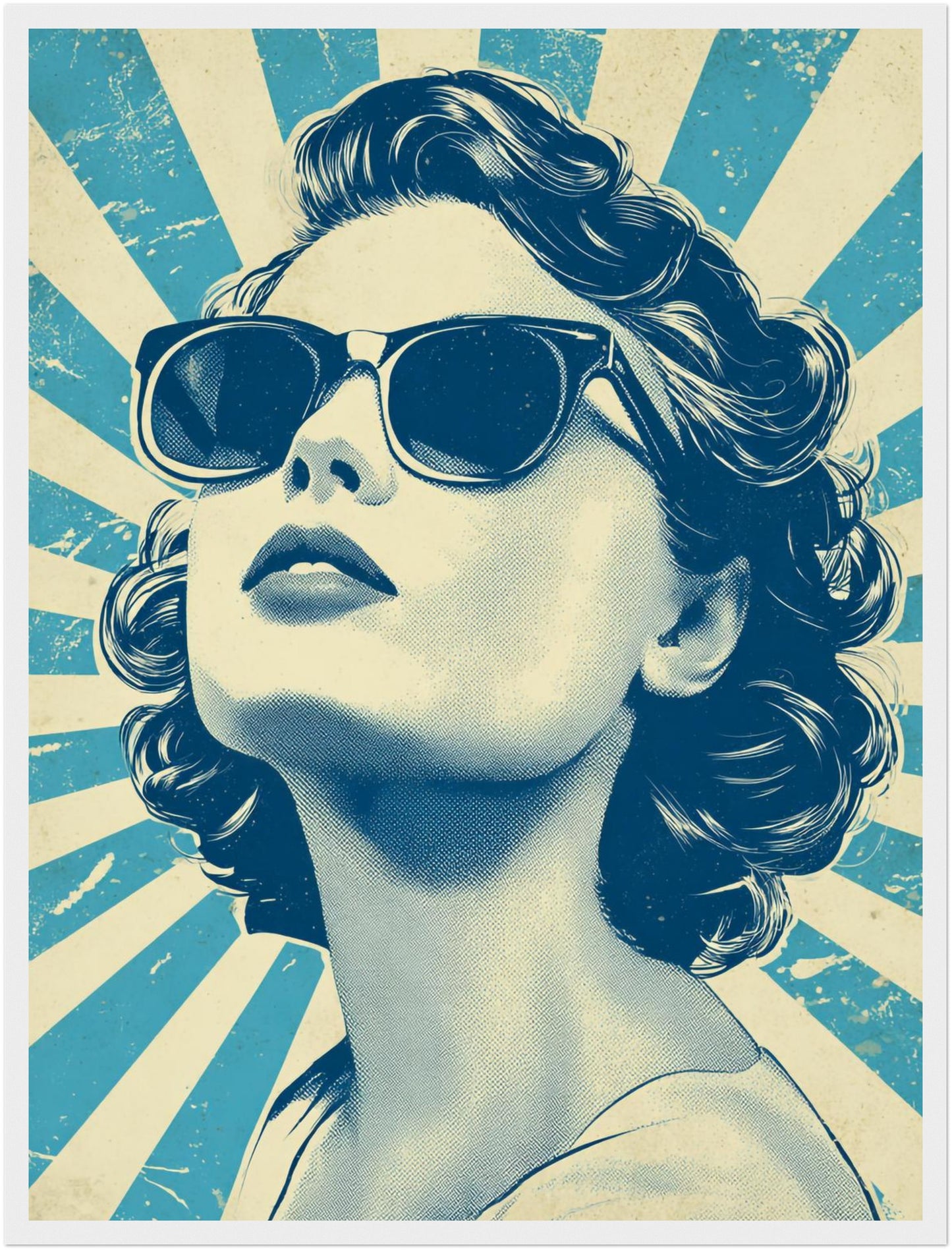 Türkises Sonnenbrillenporträt Poster