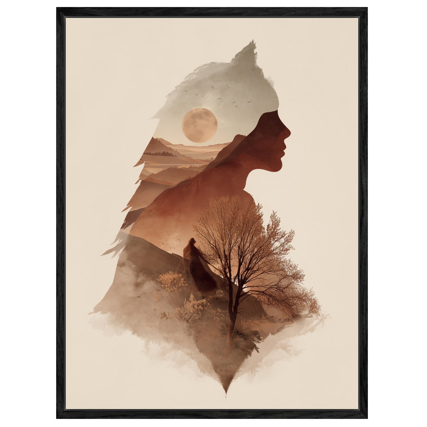 Weibliches Profil Landschaft Leinwandbild