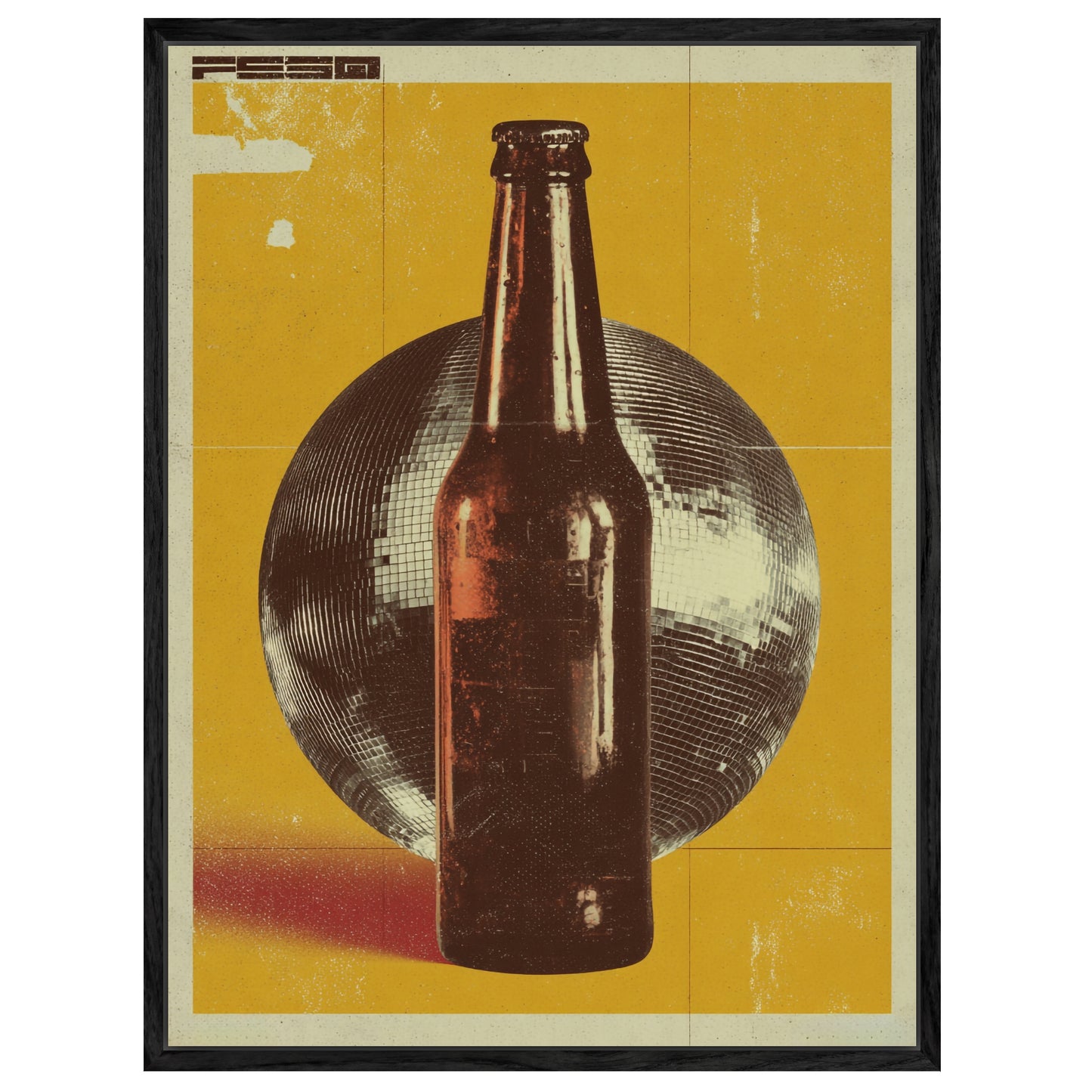 Bierflasche vor Discokugel Leinwandbild