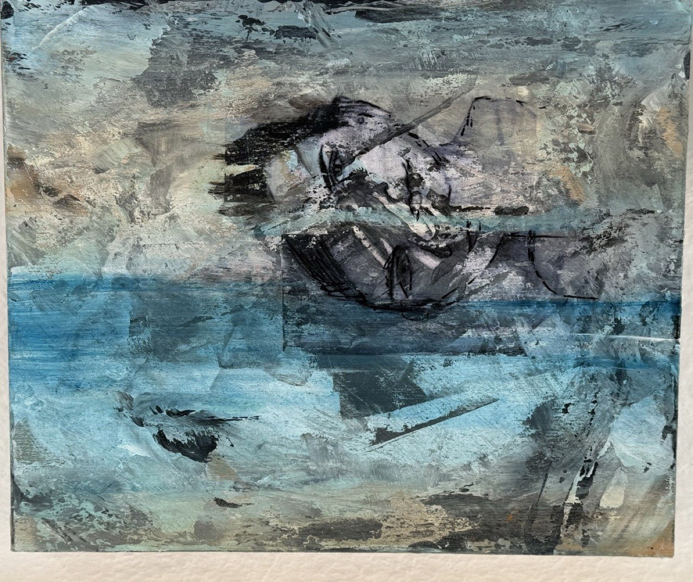 Ruhige bläuliche Wasserlandschaft von GILA — Mischtechnik mit Fototransfer