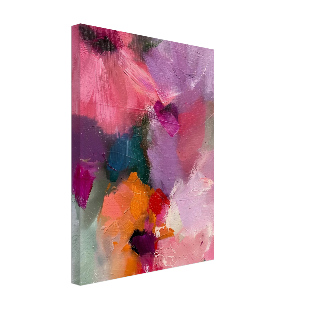 Abstrakte Blumen Leinwandbild abstrakt – Leinwand auf Holzrahmen – Ansicht 3