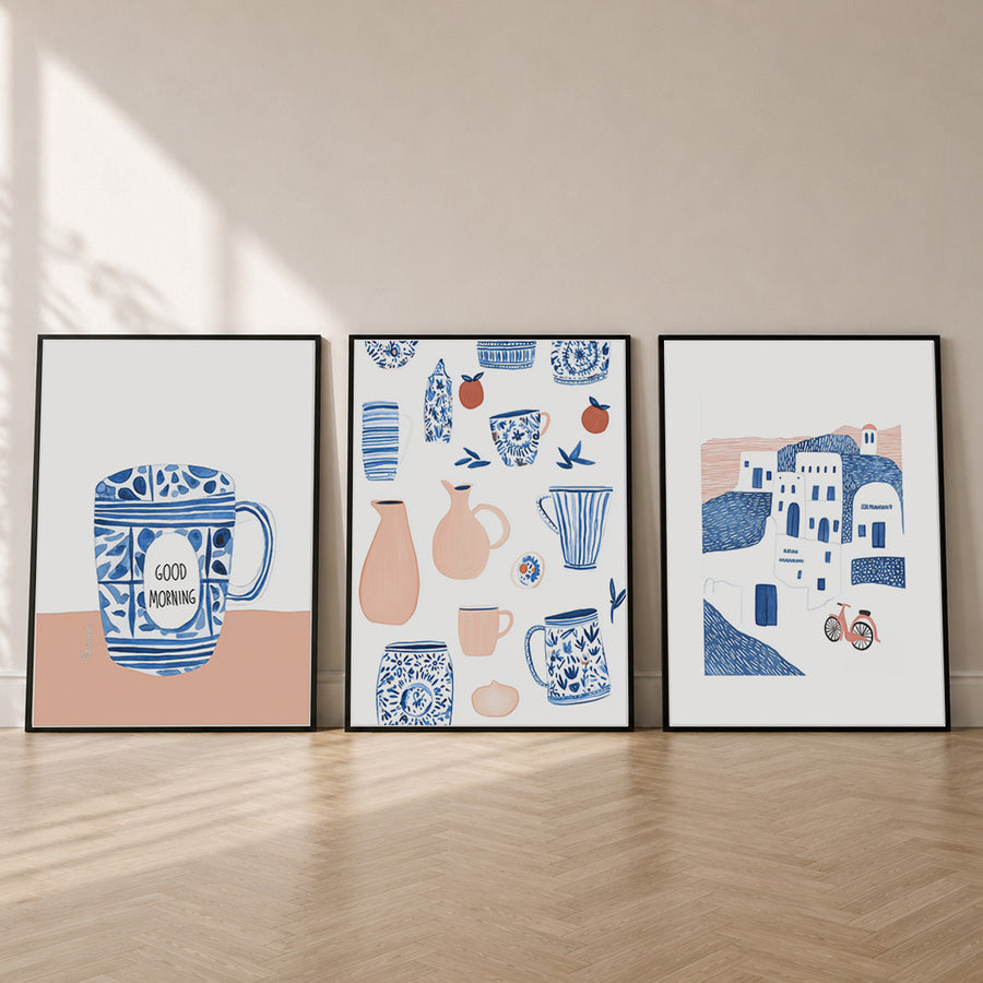 Santorini Poster Set Dopamin – Wandkunst