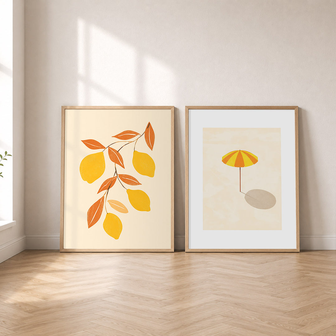 Set-Ansicht: Sommer Gelb-Orange Poster Set