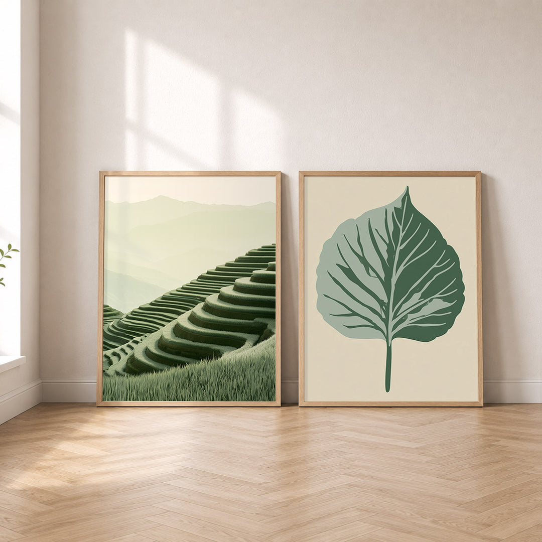 Set-Ansicht: Japandi Poster Set – Grüne Ruhe (2er)