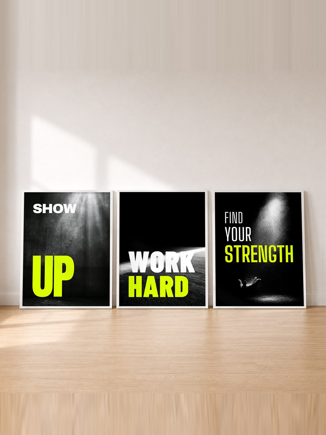 Set-Ansicht: Motivation Poster Set – Neon auf Schwarz (3er)