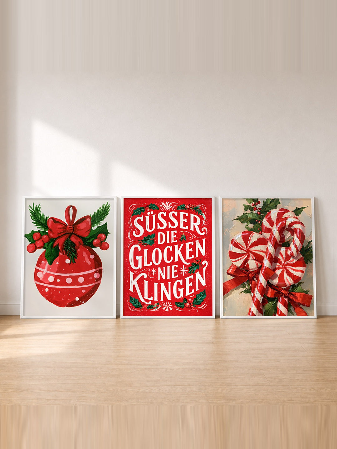 Set-Ansicht: Weihnachten Poster Set – Rot & Retro (3er)
