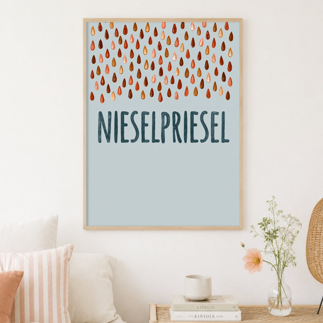 Nieselpriesel Regentropfen Poster – Wandbild
