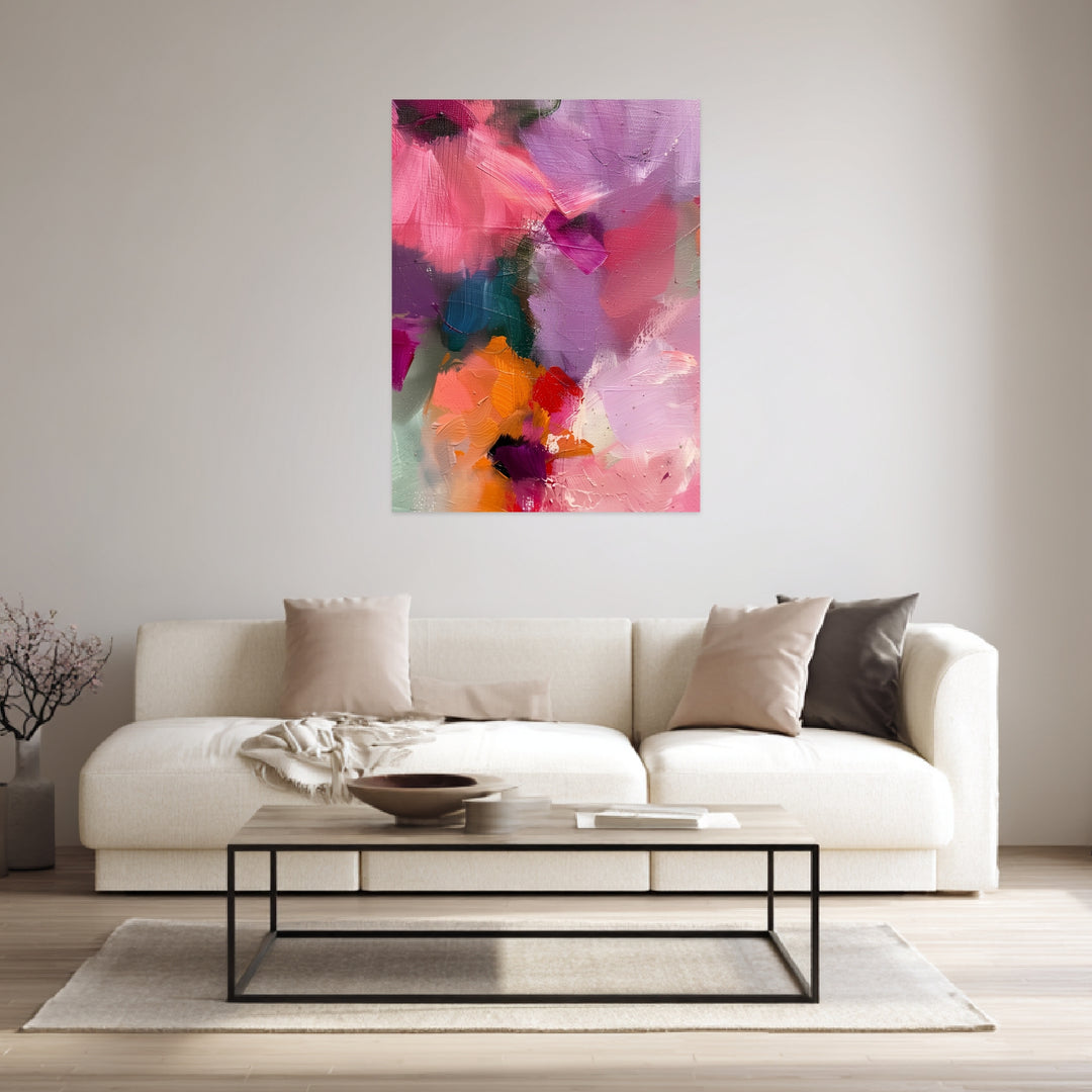 Abstrakte Blumen Leinwandbild abstrakt – Leinwand auf Holzrahmen – Ansicht 6