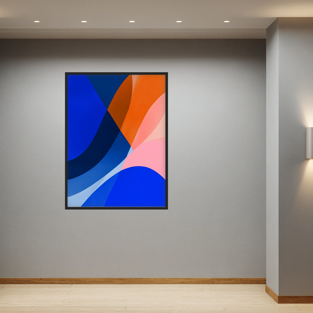 Blau orange Formen Poster abstrakt – mattes Kunstdruck-Papier – Ansicht 3