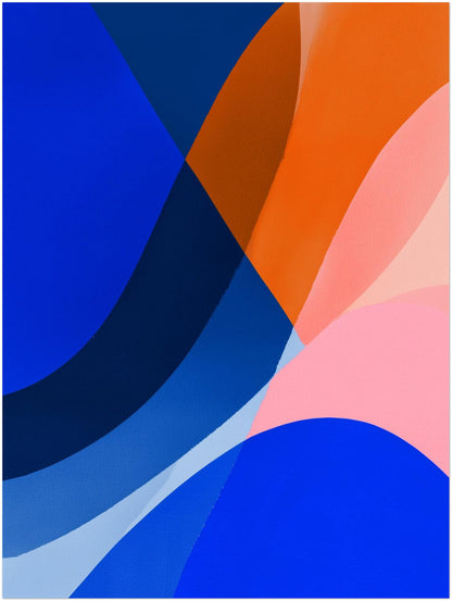 Blau Orange Formen Leinwandbild