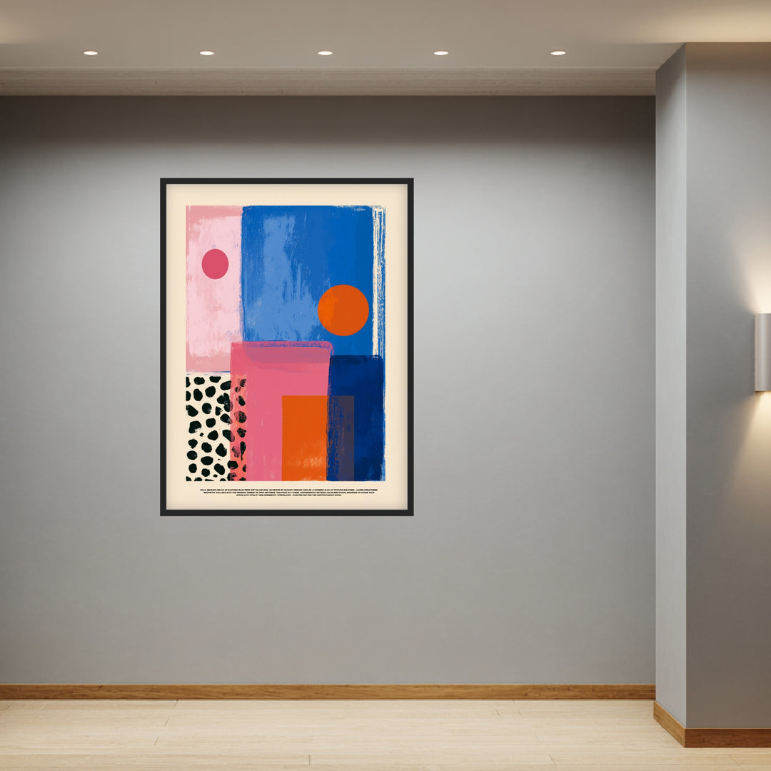 Blaue pinke Formen Poster abstrakt – mattes Kunstdruck-Papier – Ansicht 3
