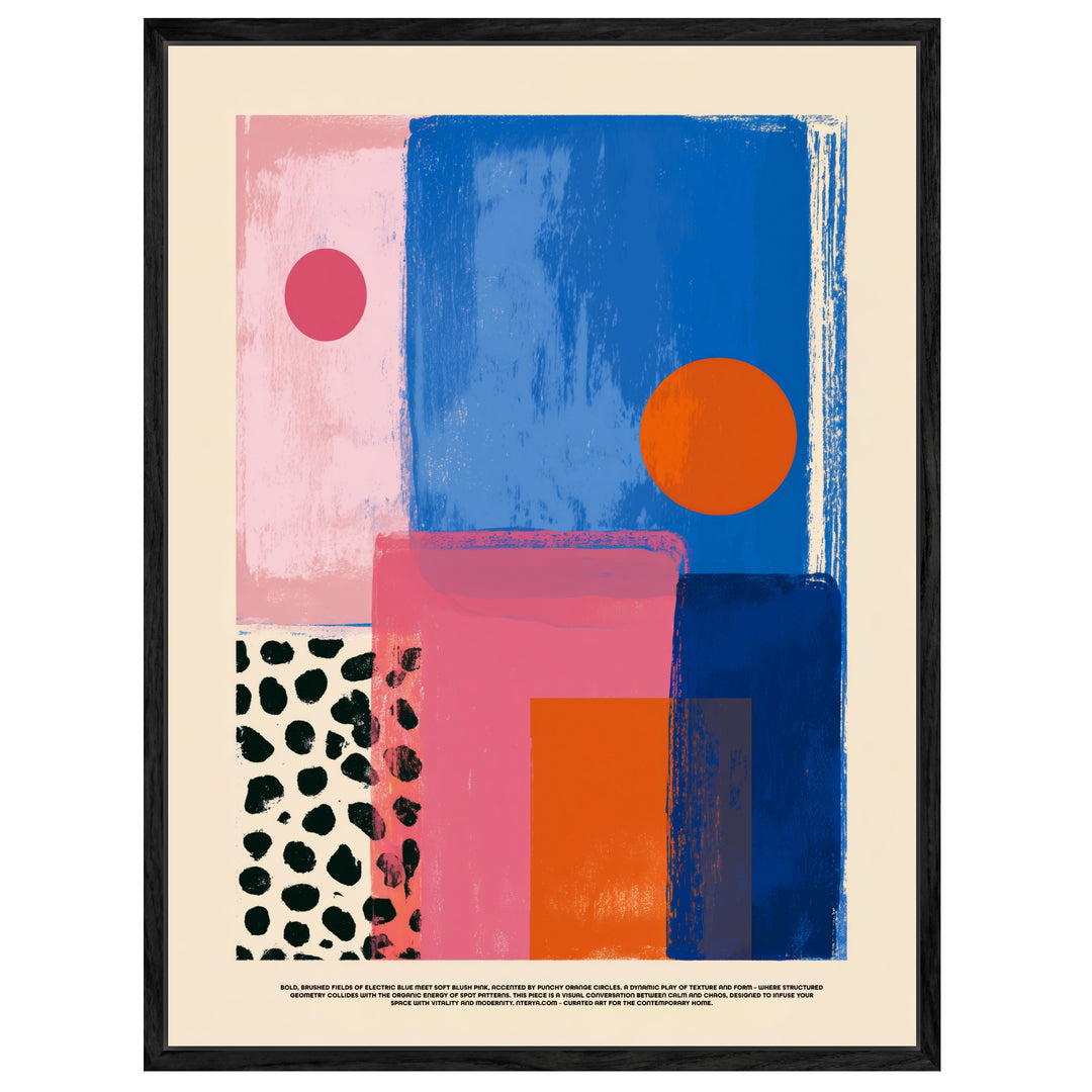 Blaue pinke Formen Leinwandbild abstrakt – Leinwand auf Holzrahmen – Ansicht 4