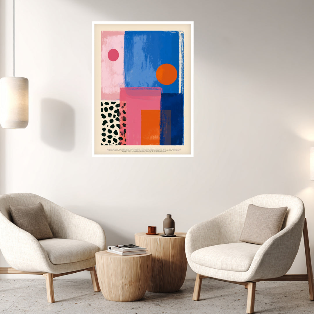 Blaue pinke Formen Poster abstrakt – mattes Kunstdruck-Papier – Ansicht 4