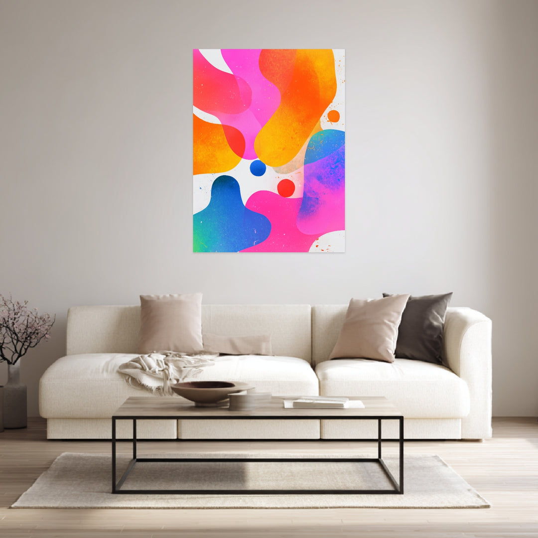 Bunte abstrakte Farbformen Leinwandbild abstrakt – Leinwand auf Holzrahmen – Ansicht 3