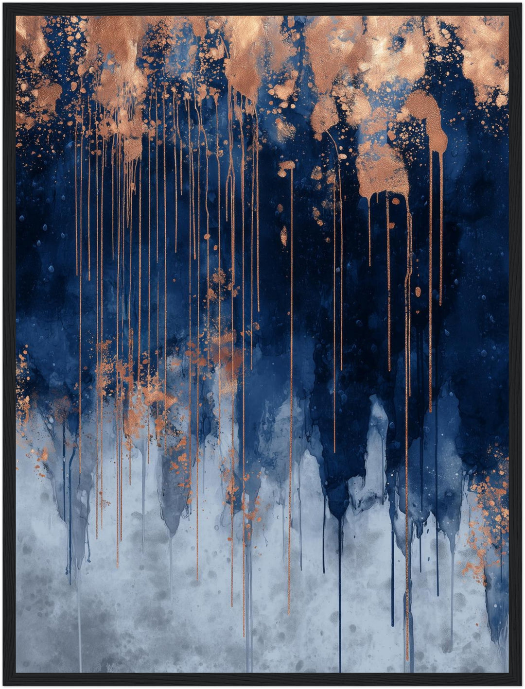Dunkelblau kupfer Tropfen Poster abstrakt – mattes Kunstdruck-Papier – Ansicht 5