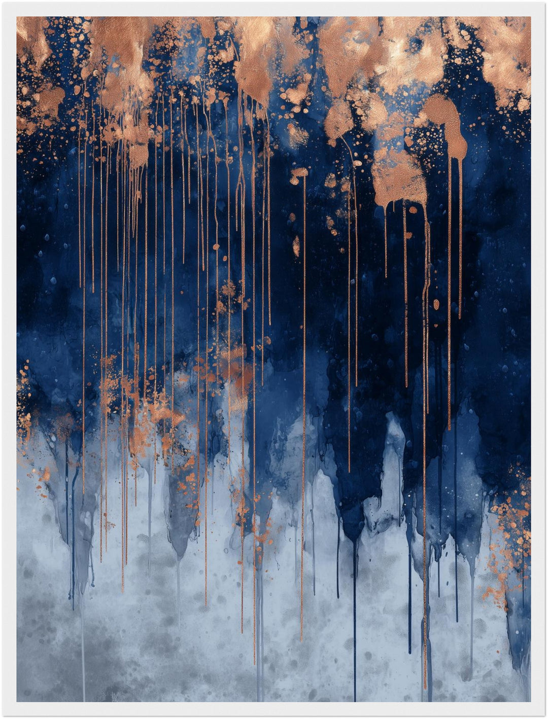 Dunkelblau kupfer Tropfen Poster abstrakt – mattes Kunstdruck-Papier – Ansicht 6