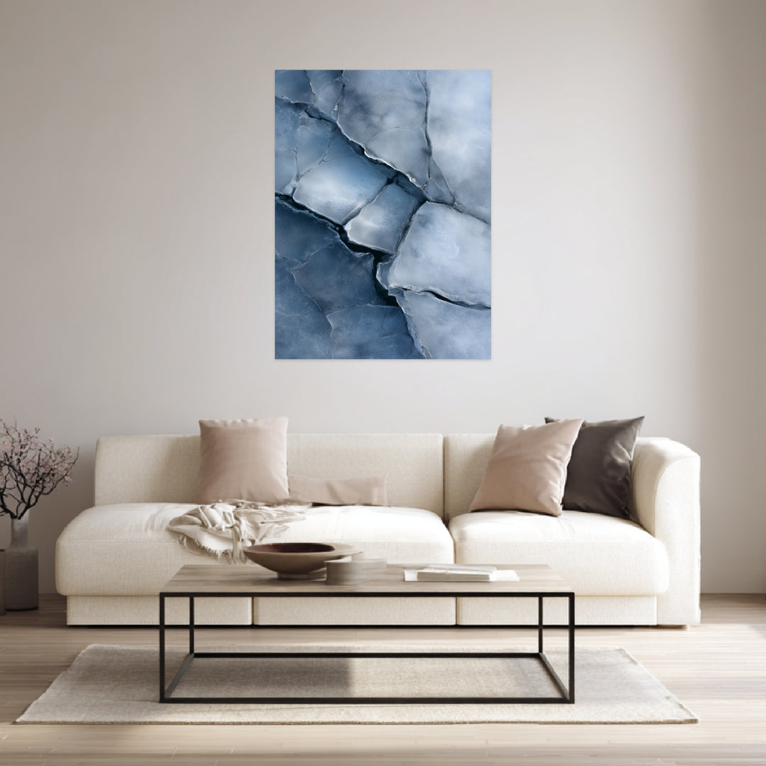 Eisartige Steinstruktur Leinwandbild Landschaft – Leinwand auf Holzrahmen – Ansicht 3