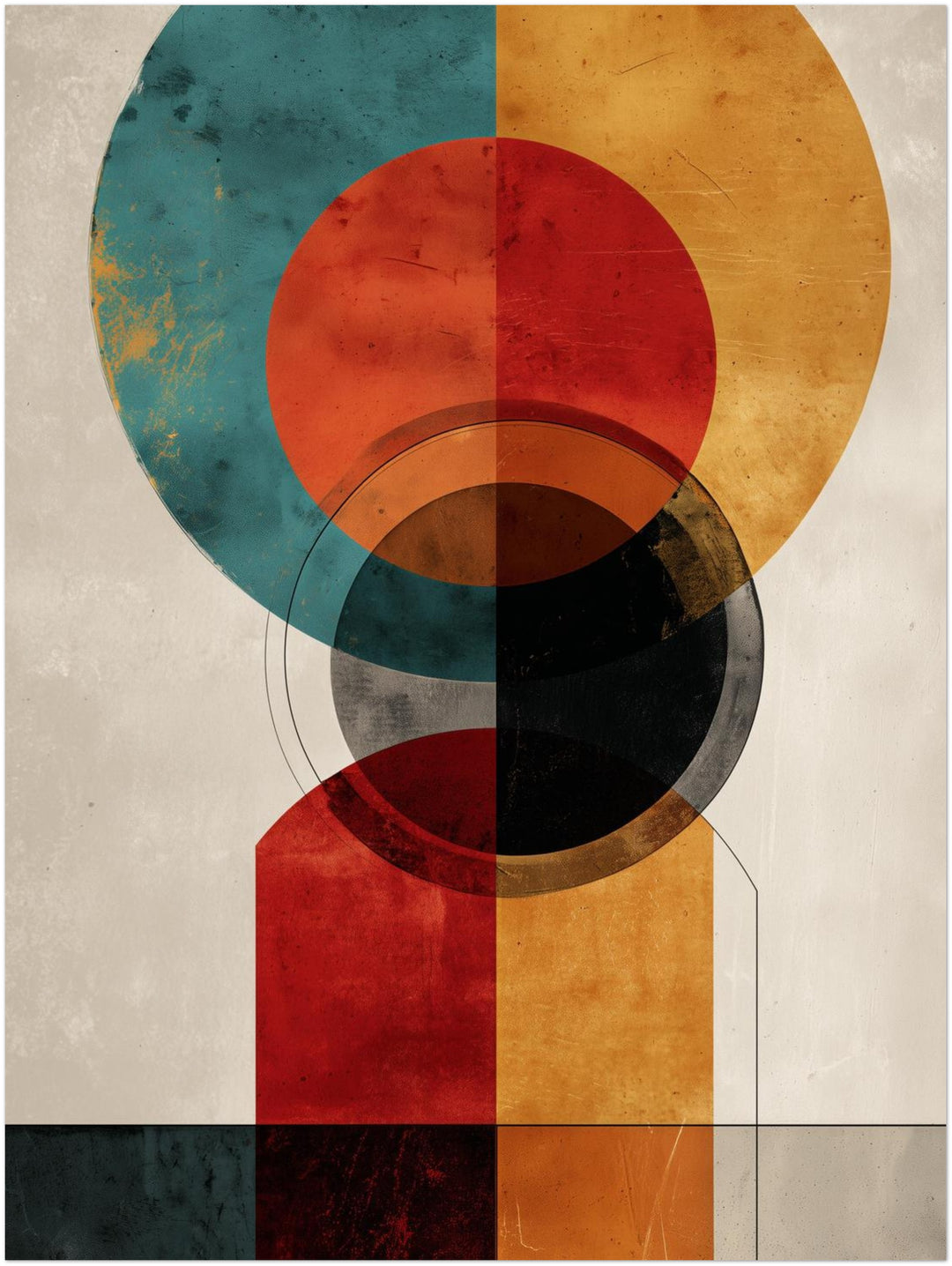 Geometrische Kreise Farbflächen abstrakt – Wandkunst