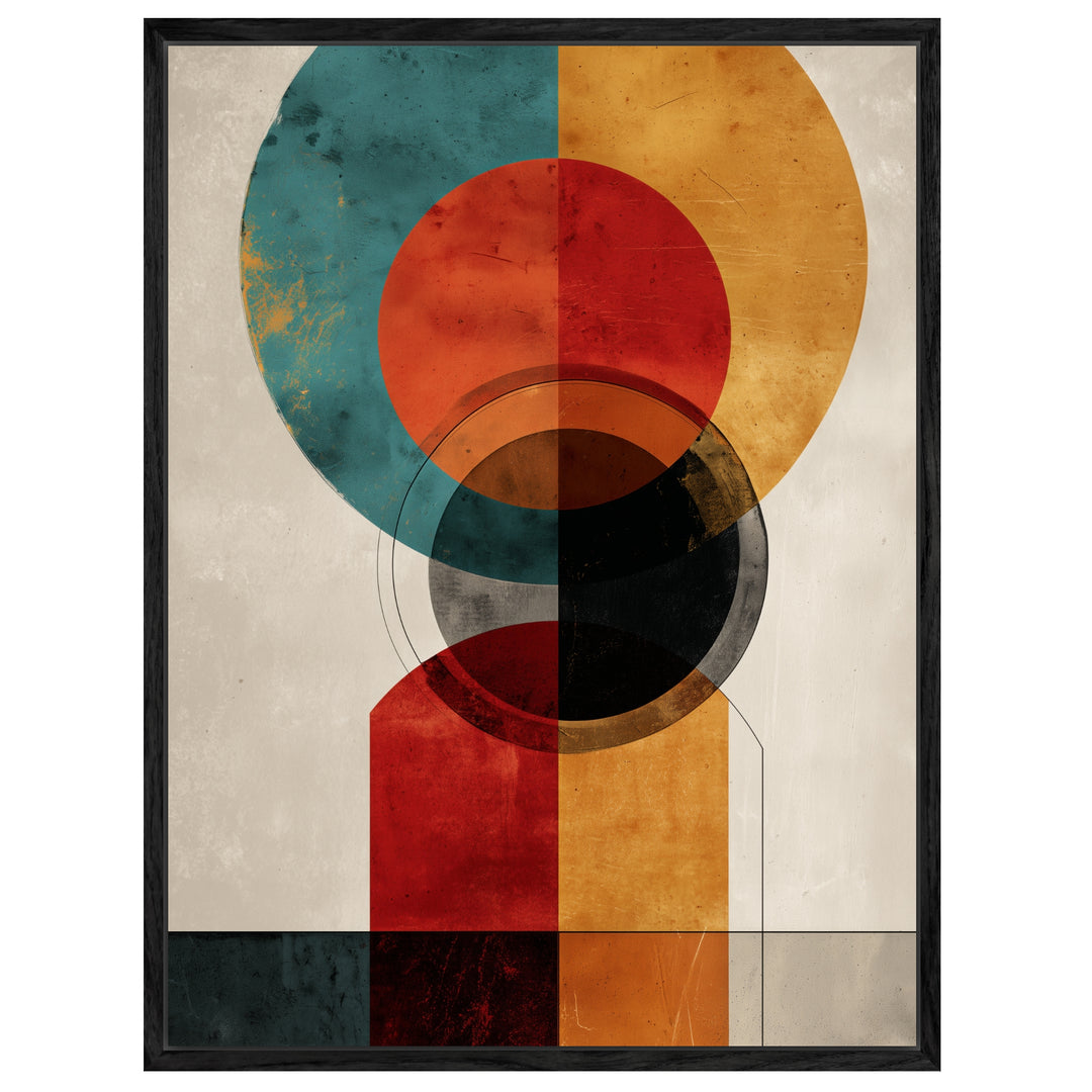 Geometrische Kreise Farbflächen Leinwandbild abstrakt – Leinwand auf Holzrahmen – Ansicht 4