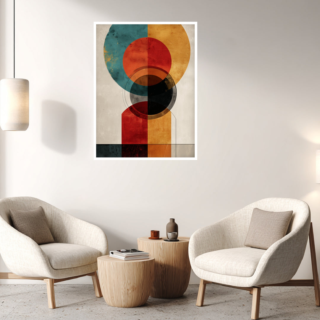 Geometrische Kreise Farbflächen Poster abstrakt – mattes Kunstdruck-Papier – Ansicht 4