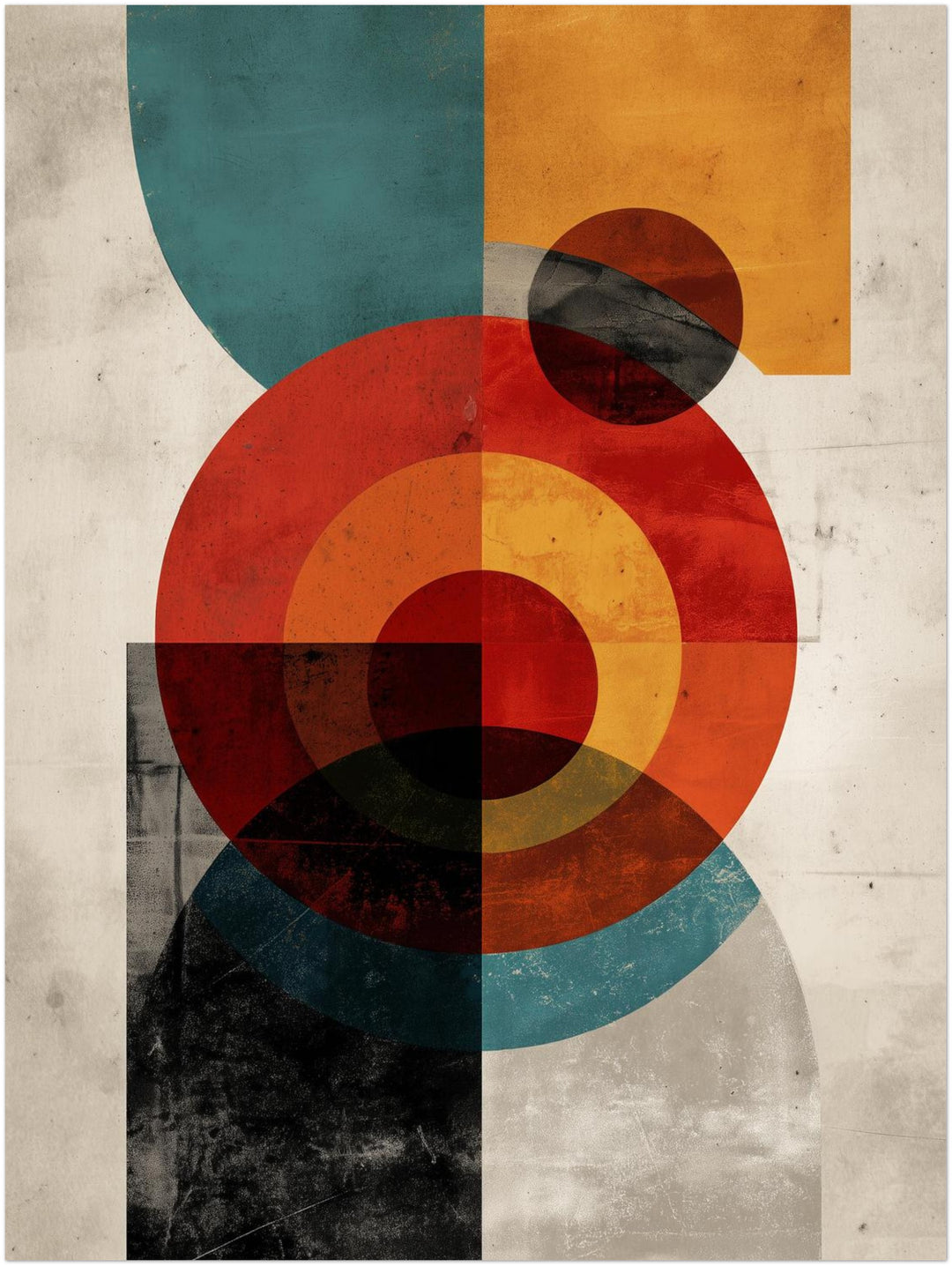 Geometrische Kreisflächen Komposition abstrakt – Wandkunst