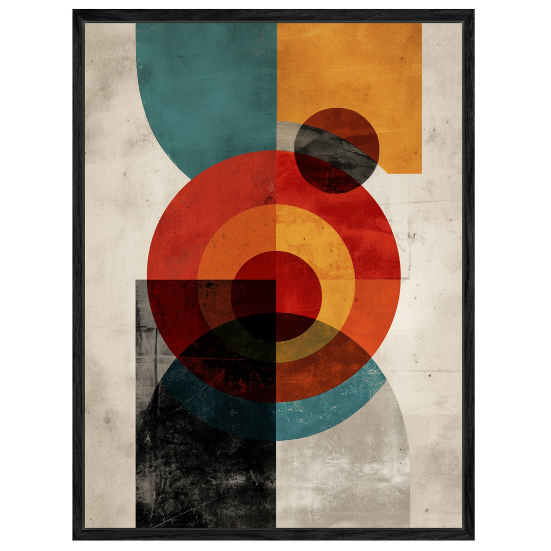 Geometrische Kreisflächen Komposition Leinwandbild abstrakt – Leinwand auf Holzrahmen – Ansicht 4