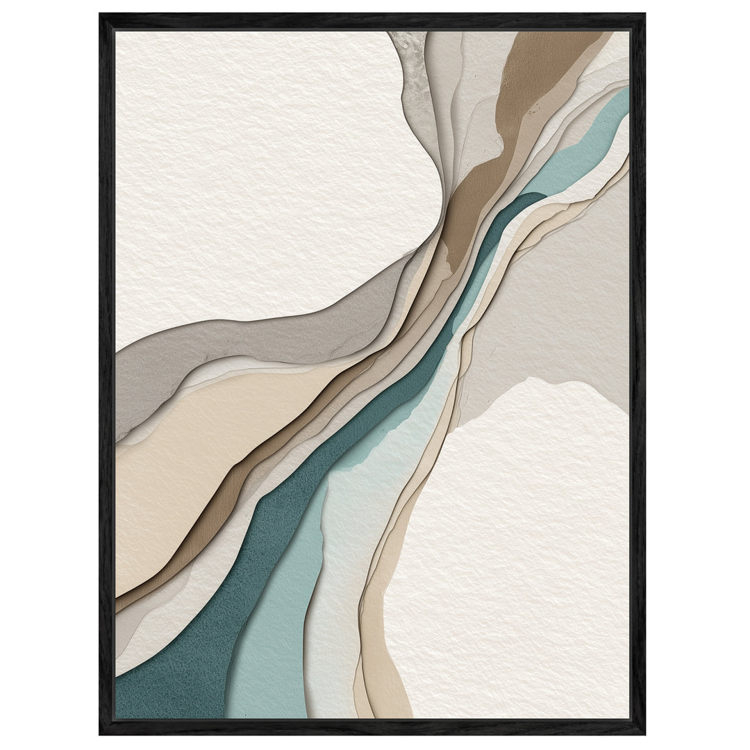 Geschichtete Linien in Naturtönen Leinwandbild abstrakt – Leinwand auf Holzrahmen – Ansicht 4