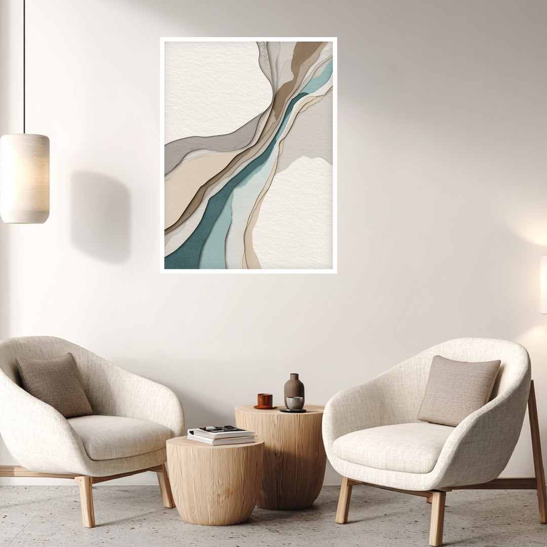 Geschichtete Linien in Naturtönen Poster abstrakt – mattes Kunstdruck-Papier – Ansicht 4