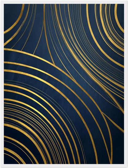 Goldene Linien auf Blau Poster