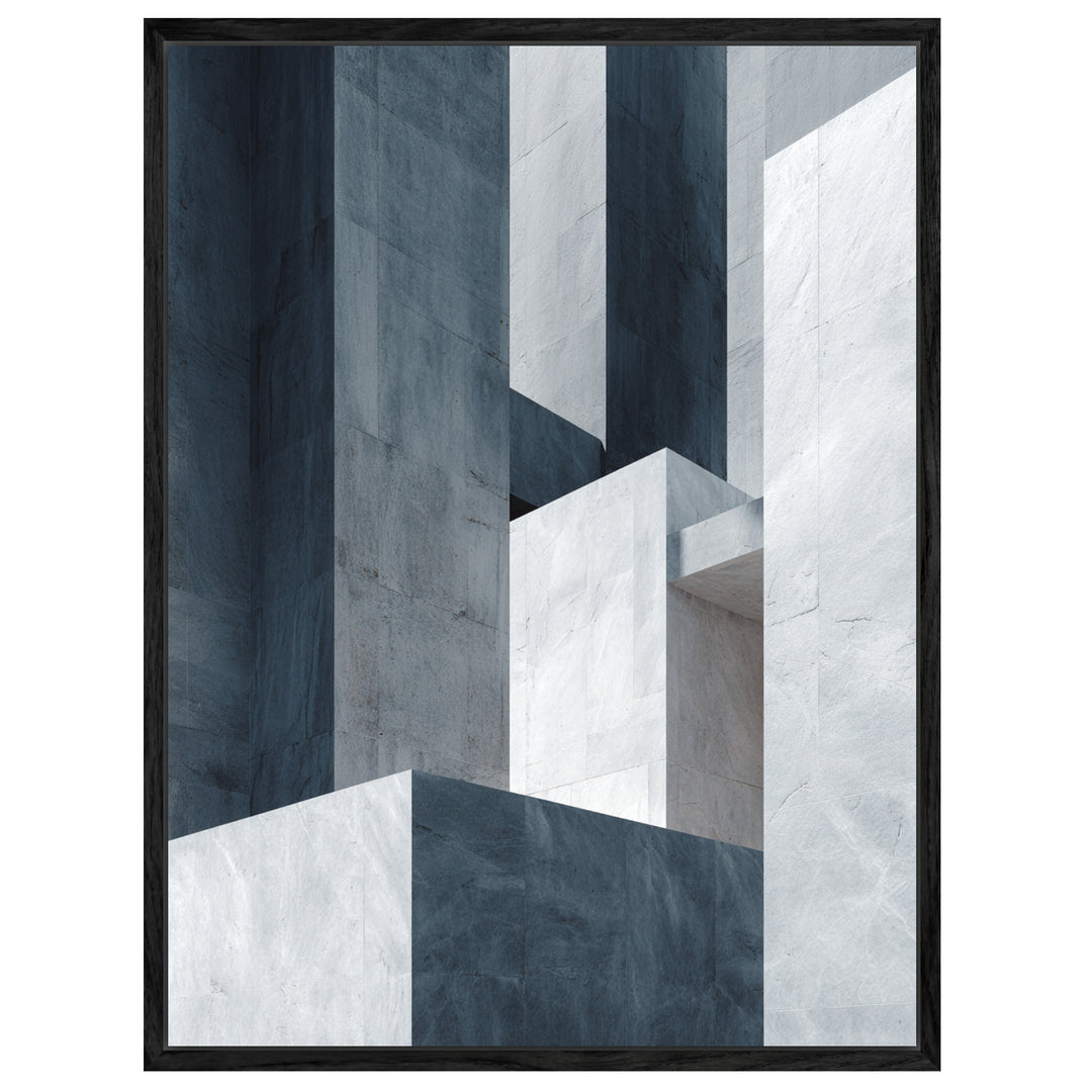 Graue Architektur Formen Leinwandbild abstrakt – Leinwand auf Holzrahmen – Ansicht 4