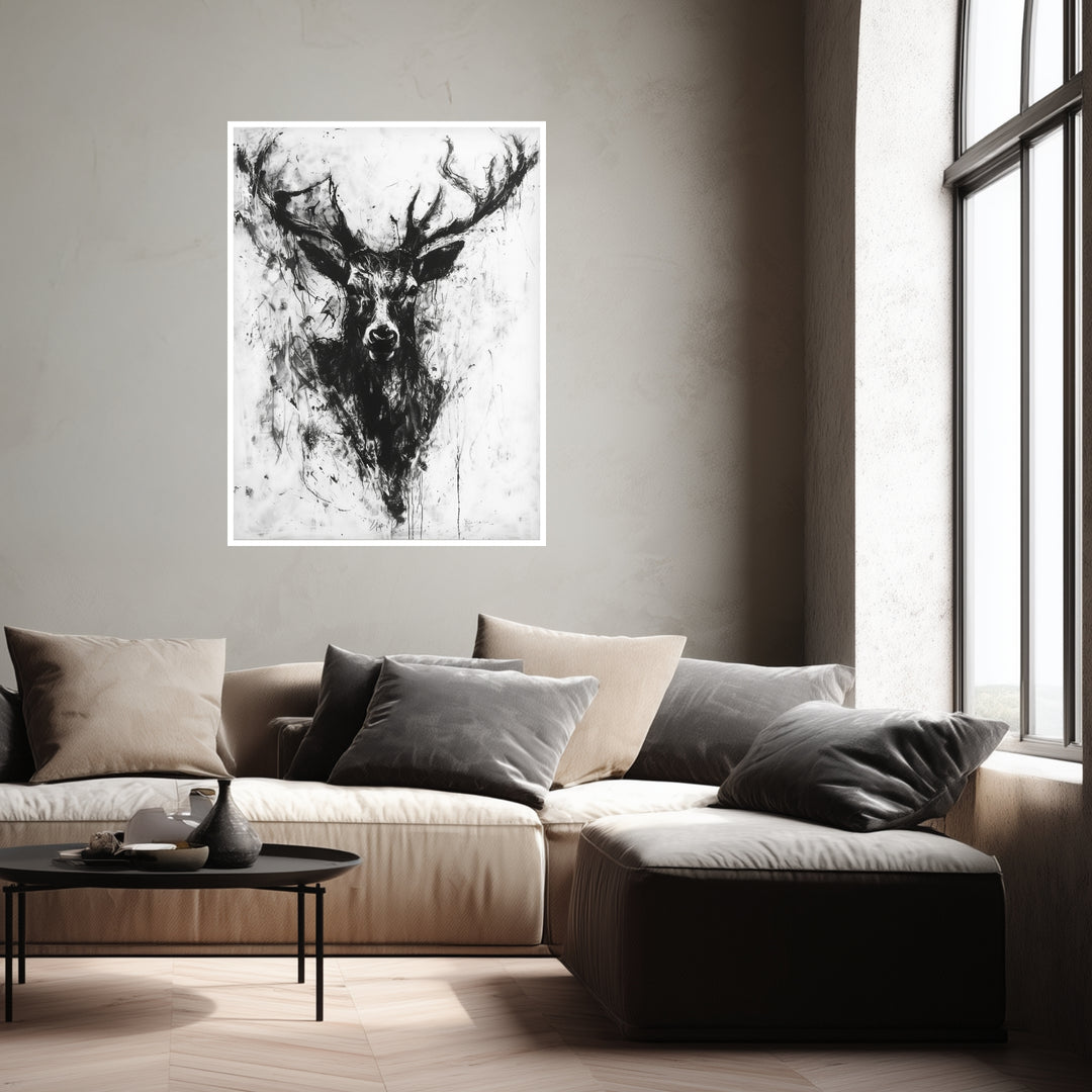 Schwarzer Hirsch Kopf Poster abstrakt – mattes Kunstdruck-Papier – Ansicht 4