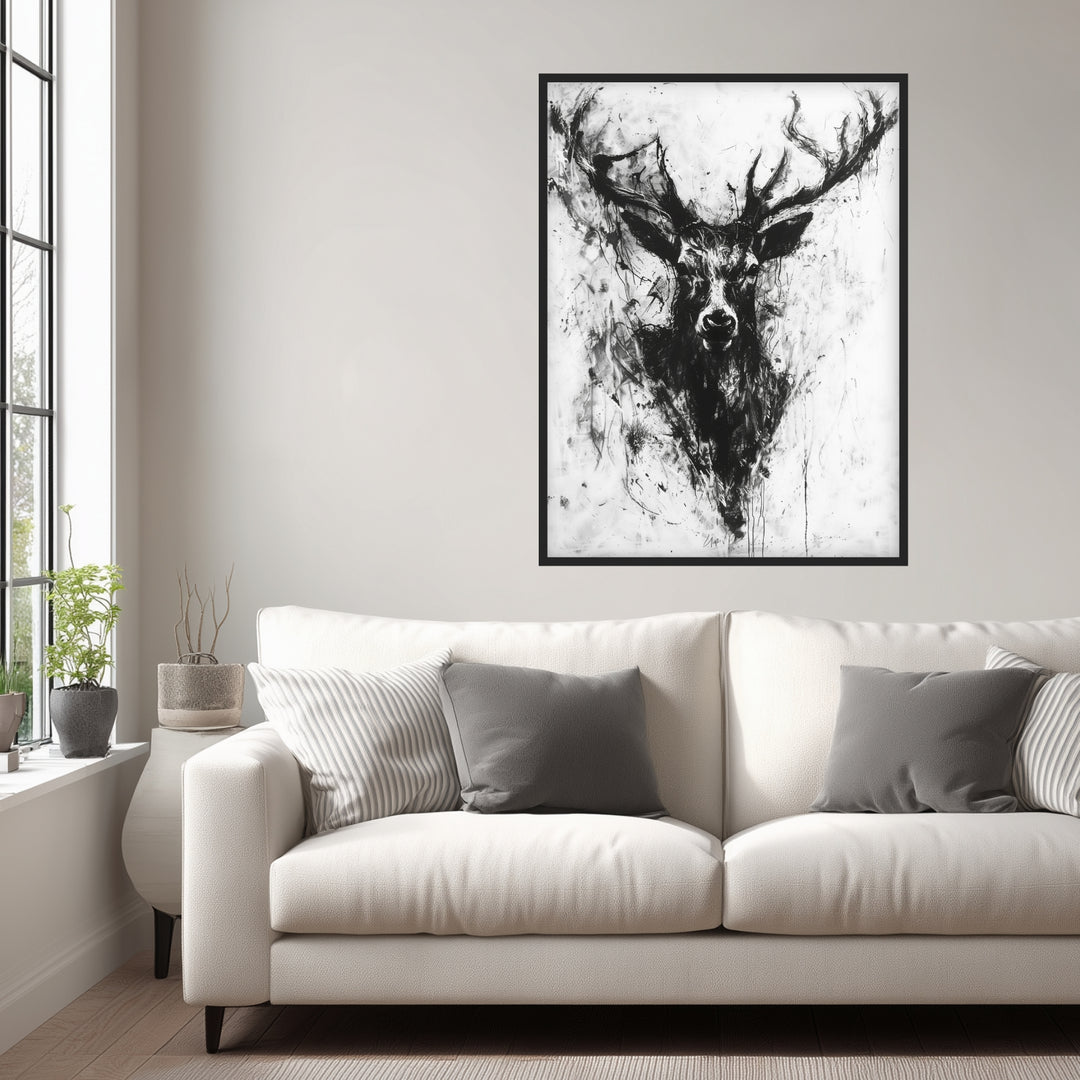 Schwarzer Hirsch Kopf Poster abstrakt – mattes Kunstdruck-Papier – Ansicht 6