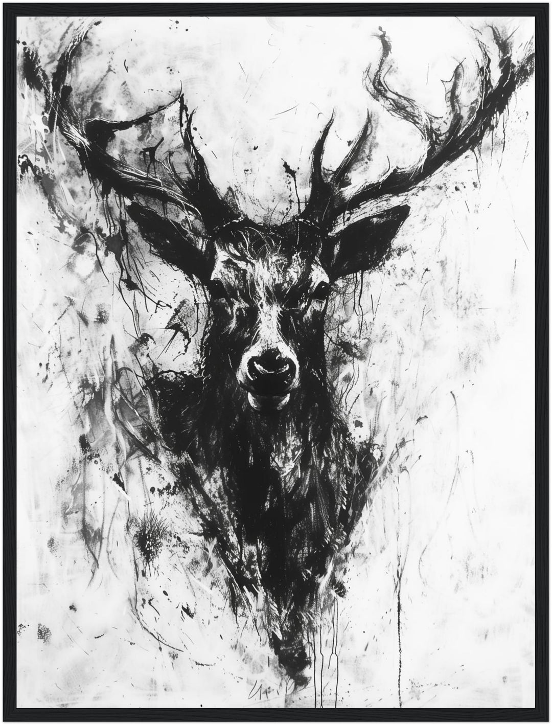 Schwarzer Hirsch Kopf Poster abstrakt – mattes Kunstdruck-Papier – Ansicht 3