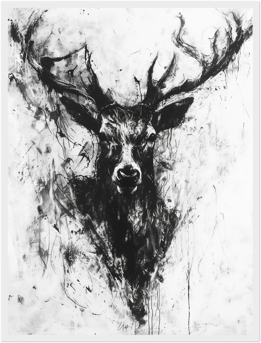 Schwarzer Hirsch Kopf Poster abstrakt – mattes Kunstdruck-Papier – Ansicht 5