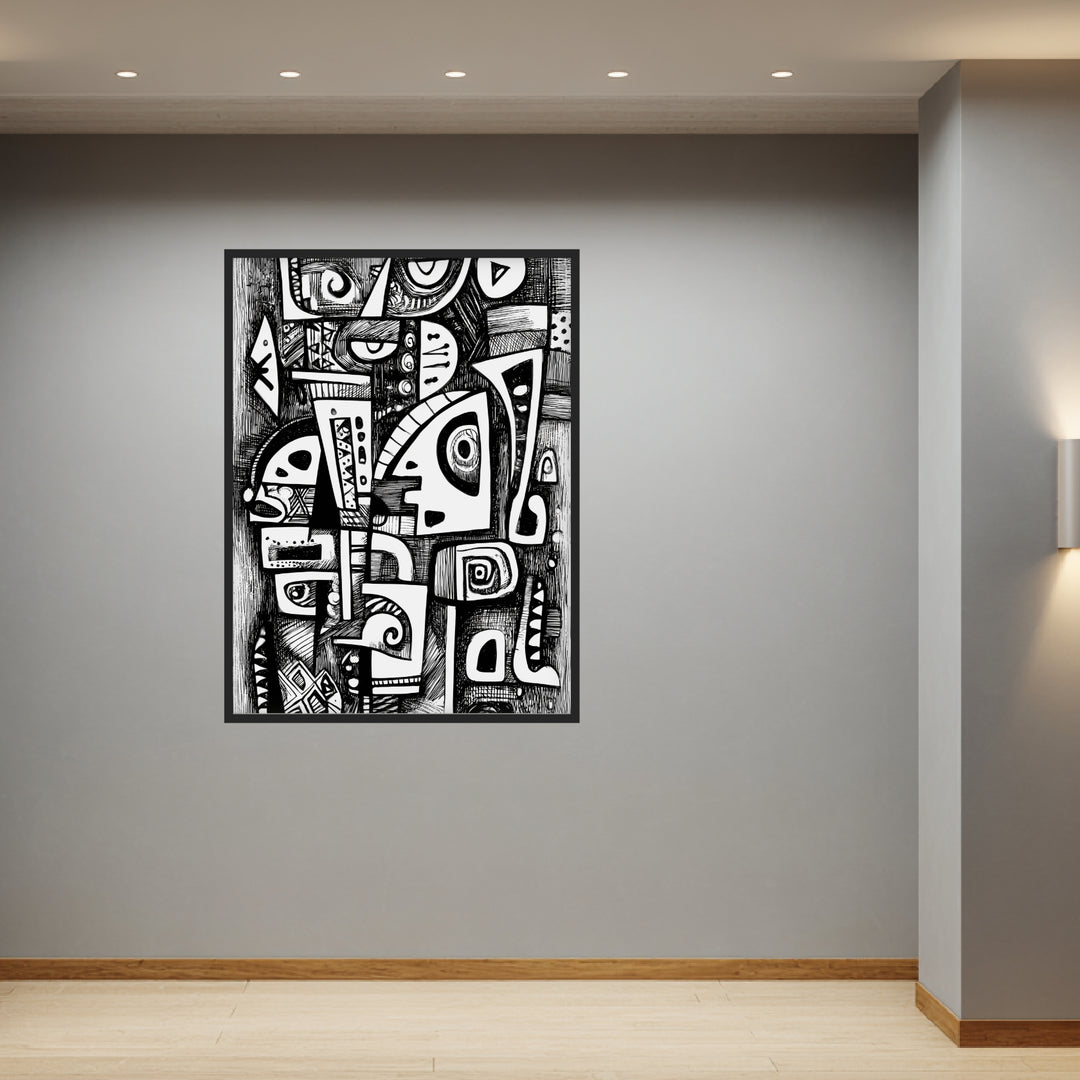 Schwarz weiß Linien Poster abstrakt – mattes Kunstdruck-Papier – Ansicht 3